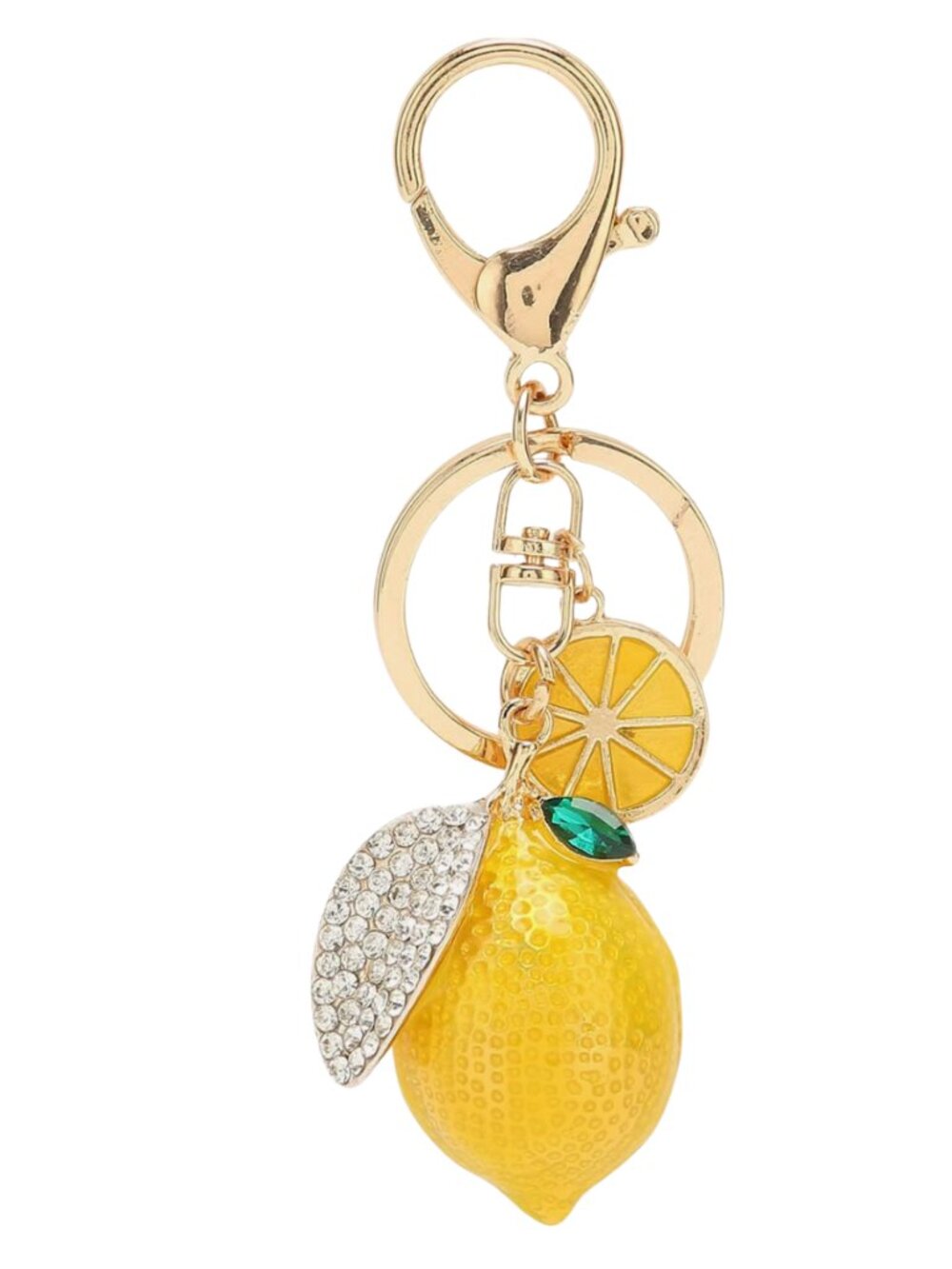 Lemon 🍋 Rhinestone Keychain Bag Charm | Charms & Co. | Gold Tone|New on Hangtag